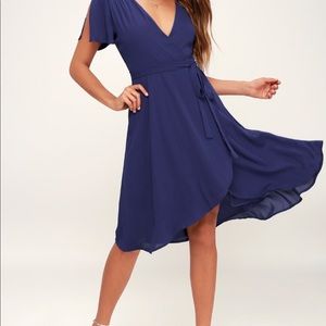 Lulu’s Rise to the Occassion Royal Blue Wrap Dress